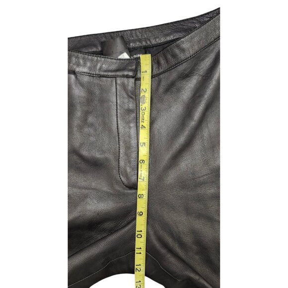 Adrienne Vittadini Pants Womens Shimmery Black Leather High Rise Straight - Picture 11 of 11